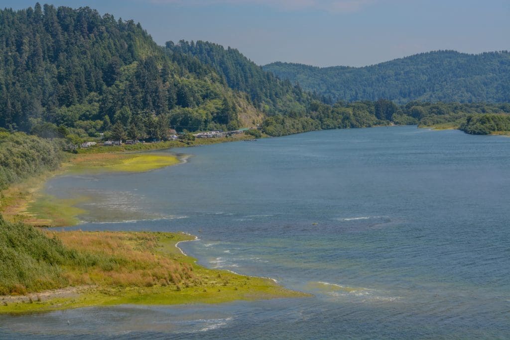 Klamath River near the Pacific Coast in Klamath, Del Norte County, California