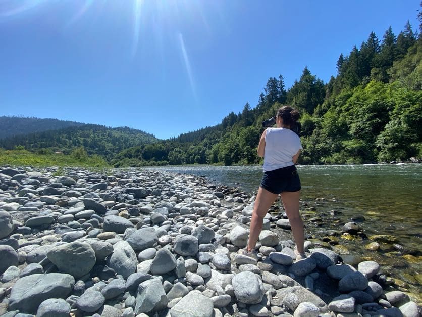 Briana films b-roll footage along the Klamath River.