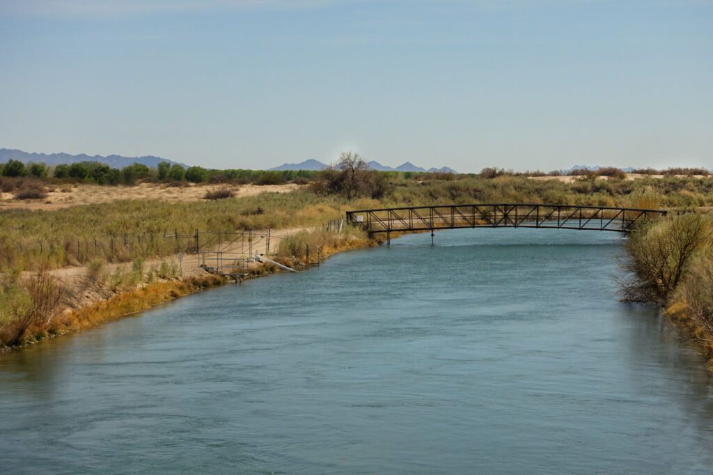 Photograph of headgate at Southern California irrigation district.